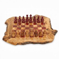 Jeu d'??checs en Bois Live Edge | Jeu Artisanal en Bois Naturel, Gravure Personnalis??e