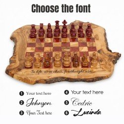 Jeu d'??checs en Bois Live Edge | Jeu Artisanal en Bois Naturel, Gravure Personnalis??e