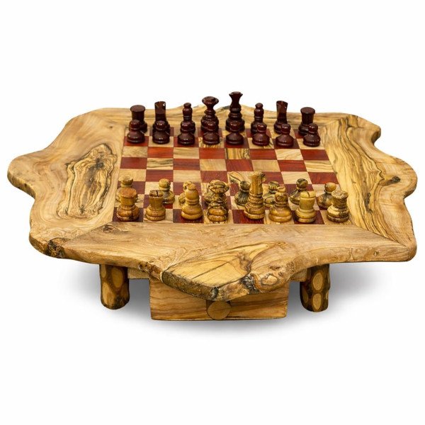 Live Edge Wooden Chess Set With Drawers | Rustic… | JustTrueArts