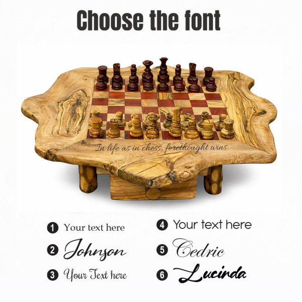 Live Edge Wooden Chess Set With Drawers | Rustic… | JustTrueArts