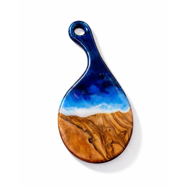 Ocean Resin Olive Wood Cutting Board Set | Coastal… | JustTrueArts