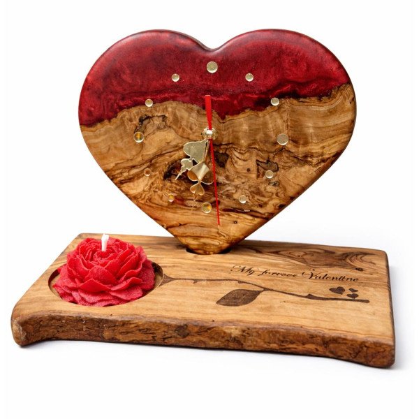 Free Personalization | Heart Wood Resin Clock with… | JustTrueArts