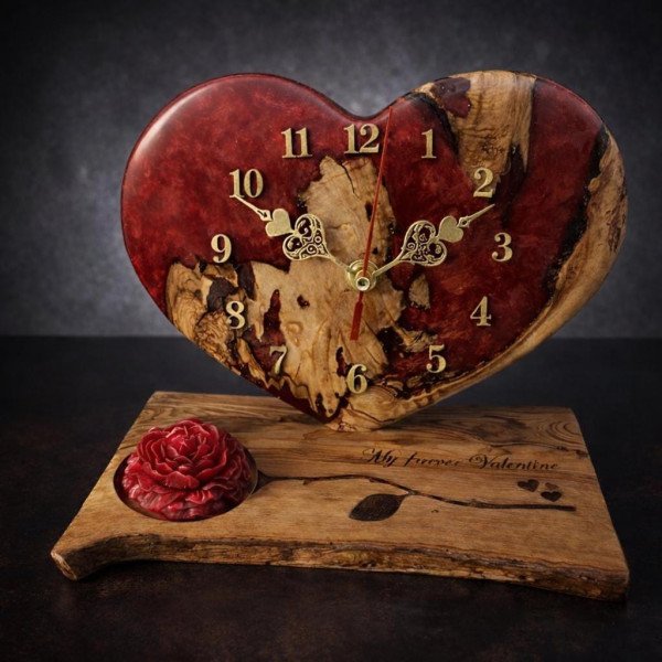 Personnalisation Gratuite | Horloge Cœur en Bois et… | JustTrueArts