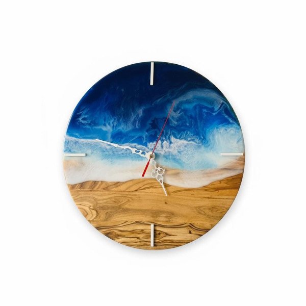 Personalized Engraving Olive Wood Resin Wall Clock |… | JustTrueArts