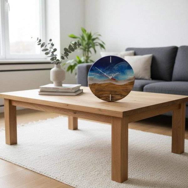 Personalized Engraving Olive Wood Resin Wall Clock |… | JustTrueArts