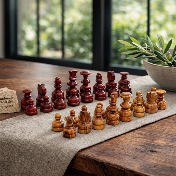 Jeu d'échecs olivier avec tiroir | Cadeau personnalisé | JustTrueArts