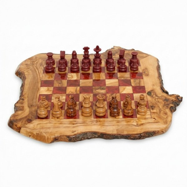 Live Edge Wooden Chess Set | Rustic Natural Wood… | JustTrueArts