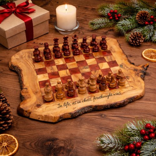 Live Edge Wooden Chess Set | Rustic Natural Wood… | JustTrueArts