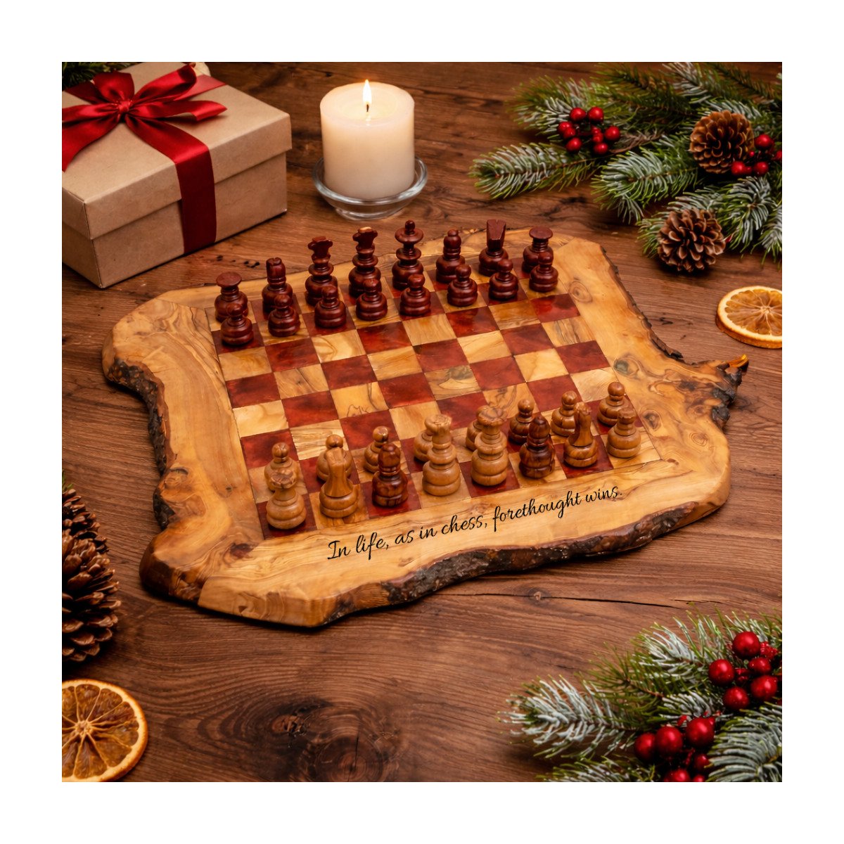 Live Edge Wooden Chess Set | Rustic Natural Wood… | JustTrueArts