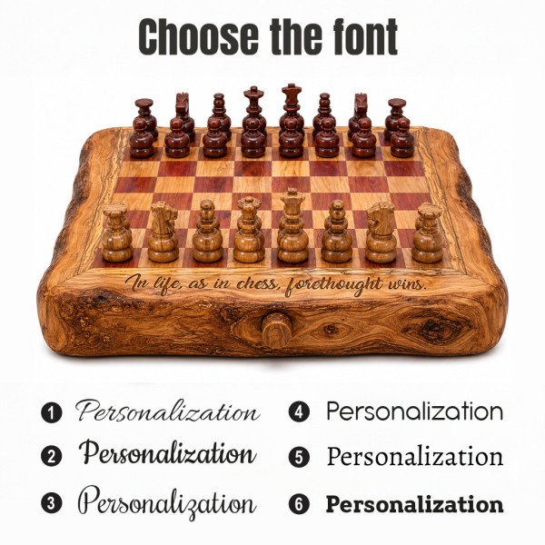 Olive Wood Chess Set With Drawer | Personalized Gift | JustTrueArts
