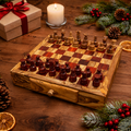 Personalized Wooden Chess Board with Storage Drawers, Handmade Chess Set