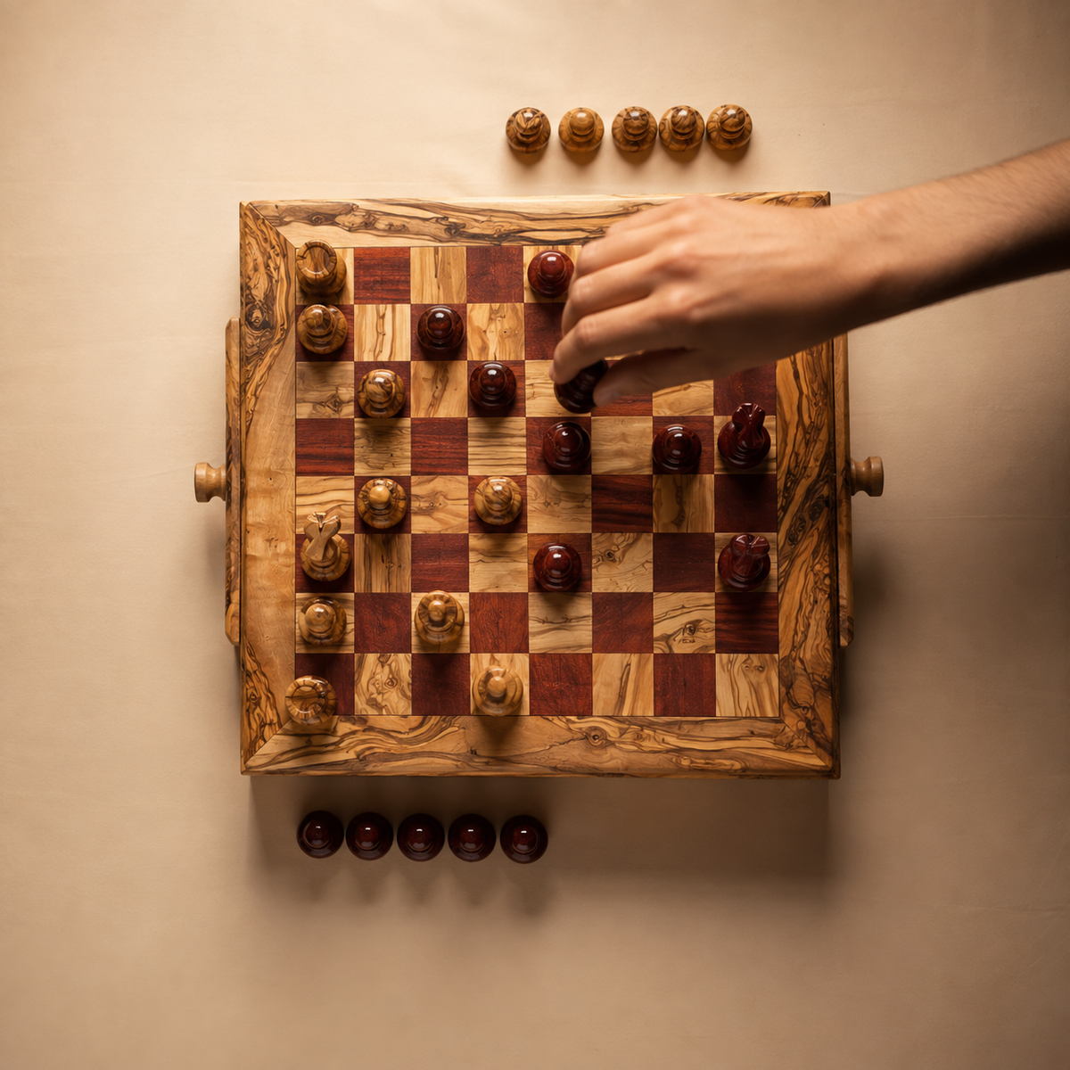 Personalized Wooden Chess Board with Storage Drawers, Handmade Chess Set